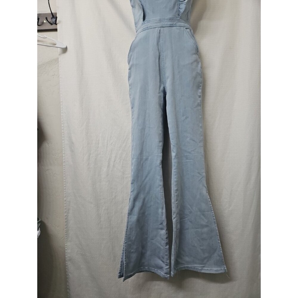 Light Blue Ruffle-Strap Jumpsuit - Picture 2 of 12